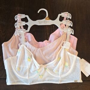 Jessica Simpson Pink and White 3pc Bra Set 36B